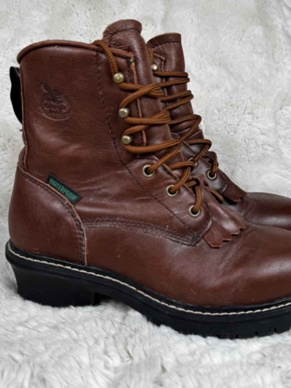 Georgia Kids Brown 5" Work Boot Size 6.5M GB00019 Leather Lace Up Western